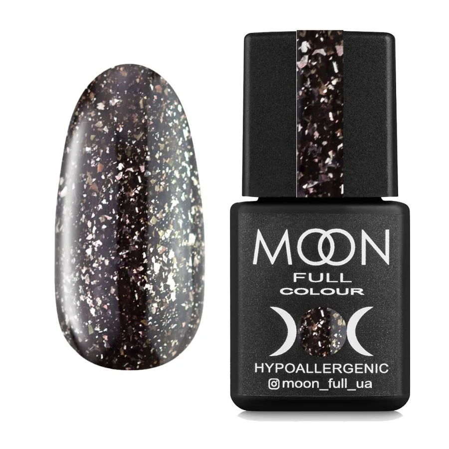 MOON FULL / Rubber Base Leaf №7 / чорний зі сріблястою поталлю / 8 мл