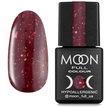 MOON FULL / Rubber Base Leaf №8 / винний з золотою поталлю / 8 мл