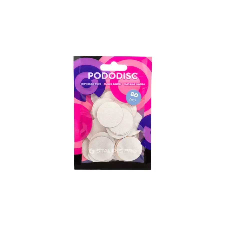 Staleks / Змінні файли білі для педикюрного диска/ PODODISC / L 80 грит / 50 шт/уп