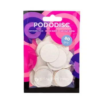 Staleks / Змінні файли білі для педикюрного диска/ PODODISC / L 80 грит / 50 шт/уп