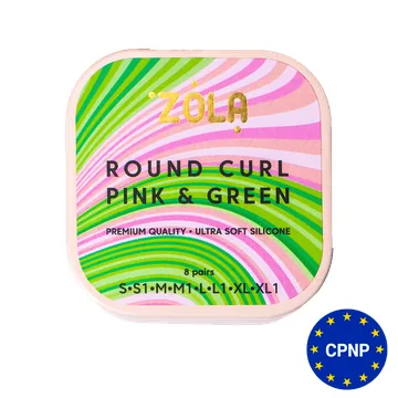 Zola / Валики для ламінування / Round Curl Pink & Green / (S, S1, M, M1, L, L1, XL, XL1)