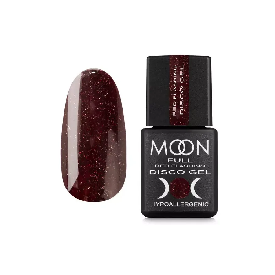 MOON FULL / Гель-лак світловідбивний / Disсo Gel Red Flashing №RF09 / З шиммером / 8 мл