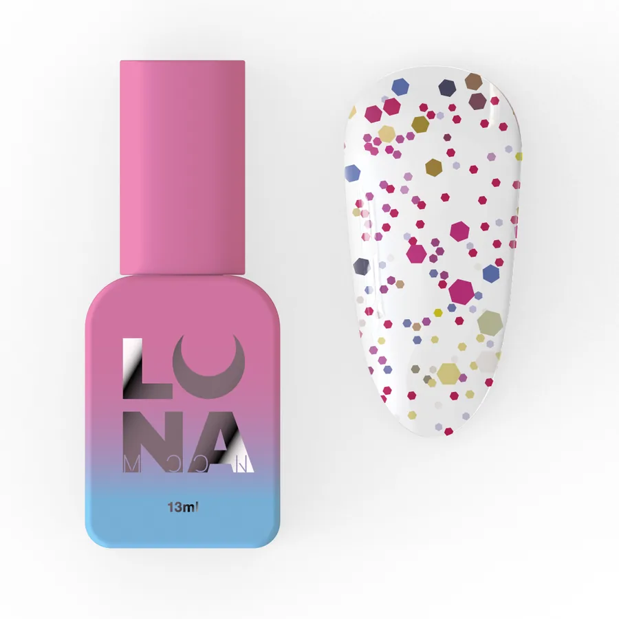 LUNA / Top Confetti / прозорий з кольоровою крихтою / 13 мл
