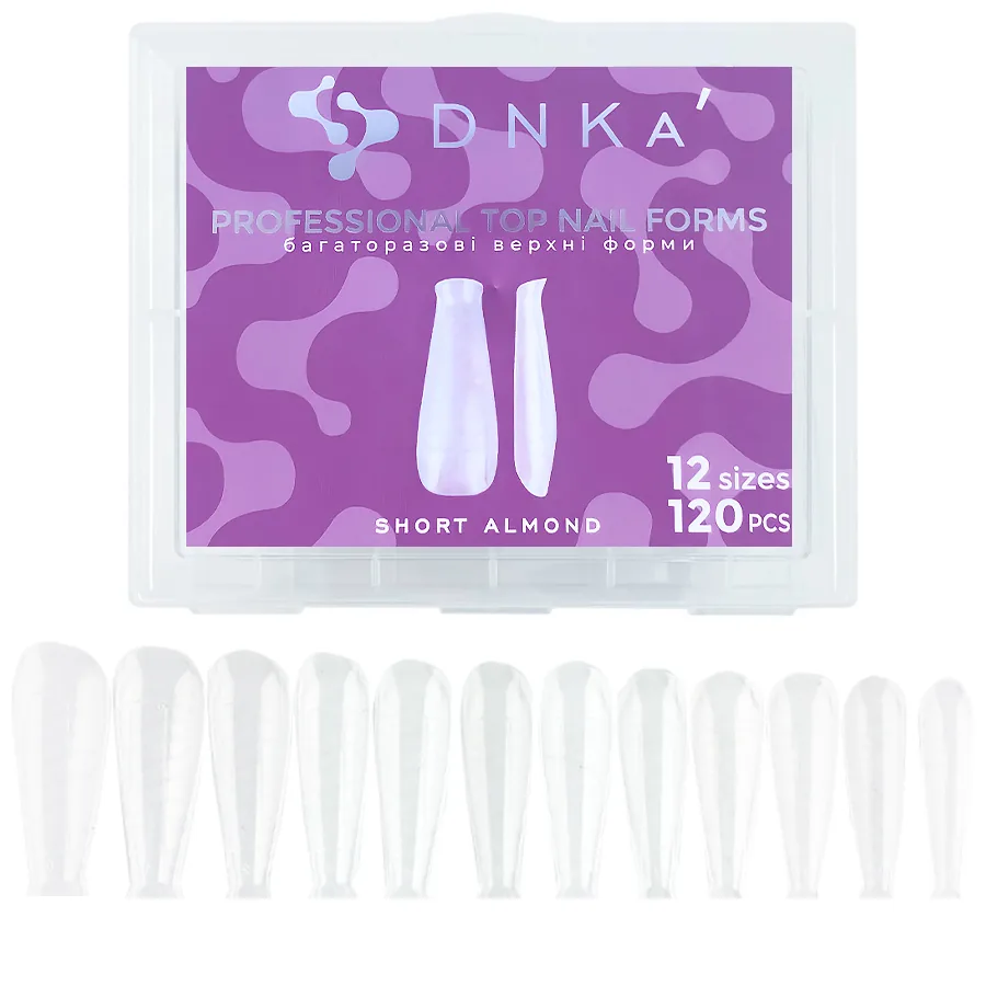 DNKa’ / Верхні форми для нарощування / Top Nail Forms Short Almond / 120 шт
