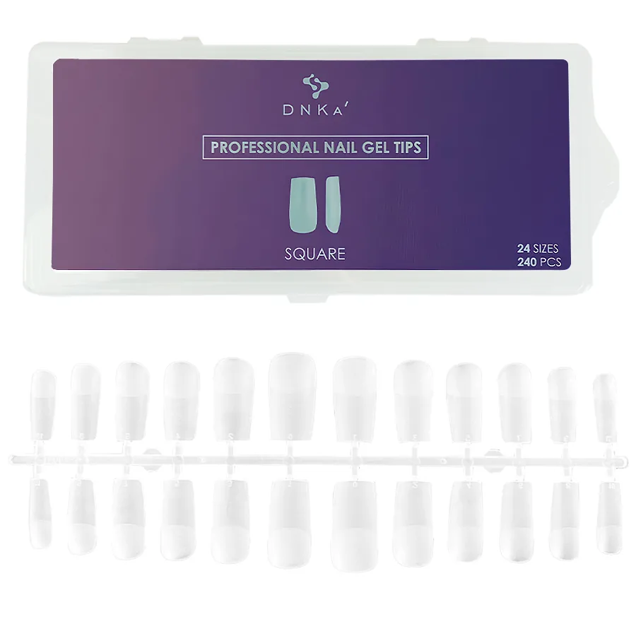 DNKa’ / Гелеві тіпси / Professional Nail Gel Tips Square / 240 шт