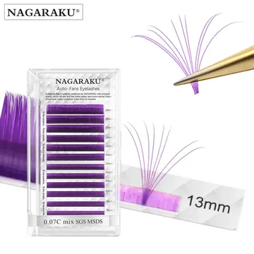 Вії Nagaraku / color auto-fans / фіолетові  / Mix
