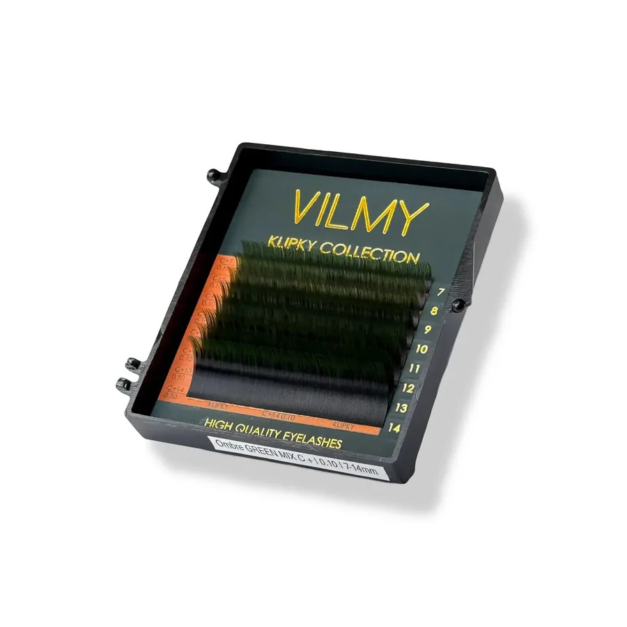 Вії VILMY KLIPKY / two-tone / green / Мікс / 8 ліній
