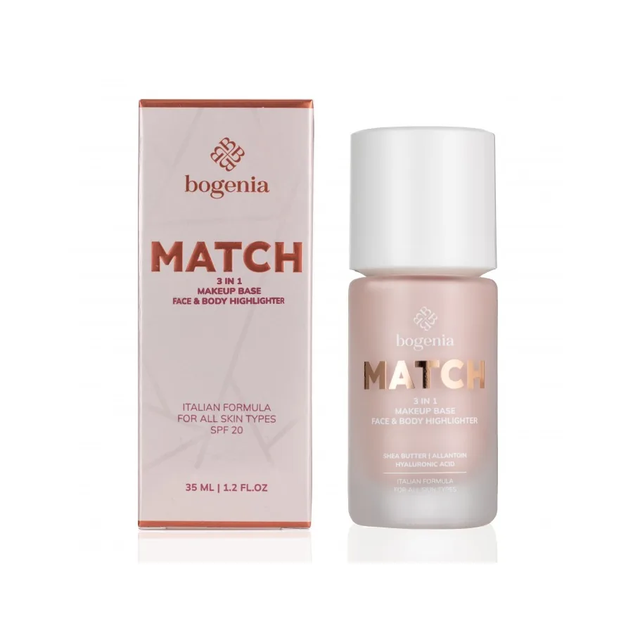 Bogenia / База-хайлайтер під макіяж / MATCH 3 in1 Makeup Base, Face & Body Highlighter / BG613