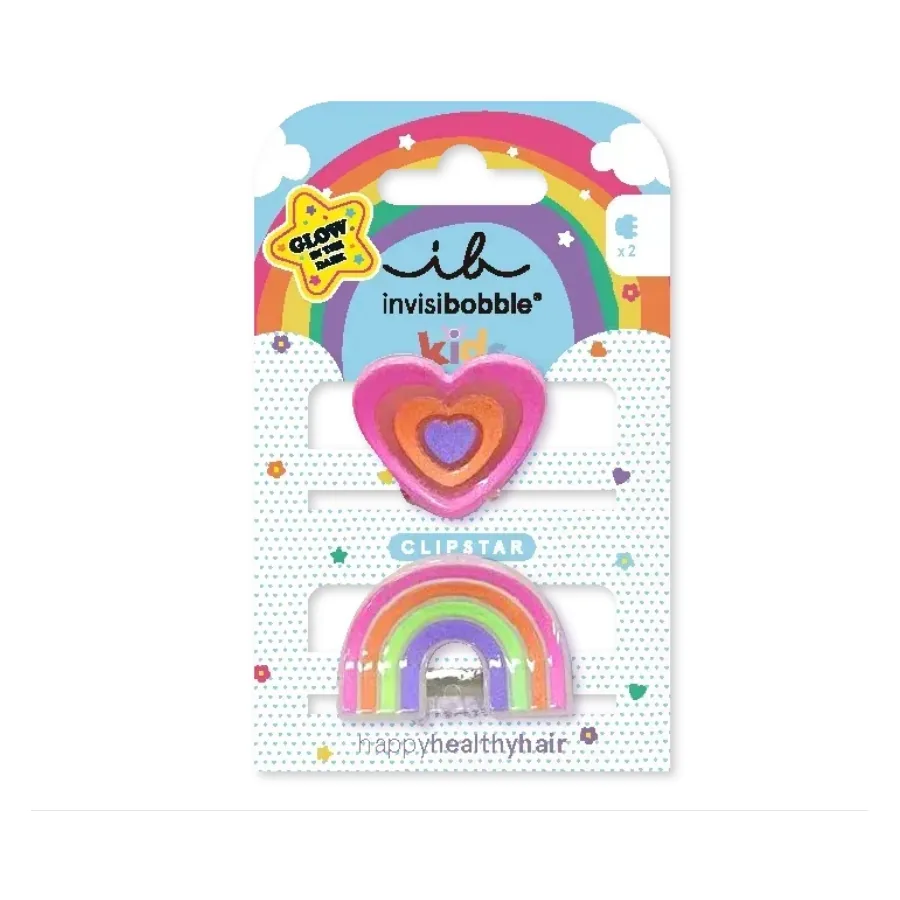 Invisibobble / Заколка для волосся / CLIPSTAR GLOW KIDS Happy Heart