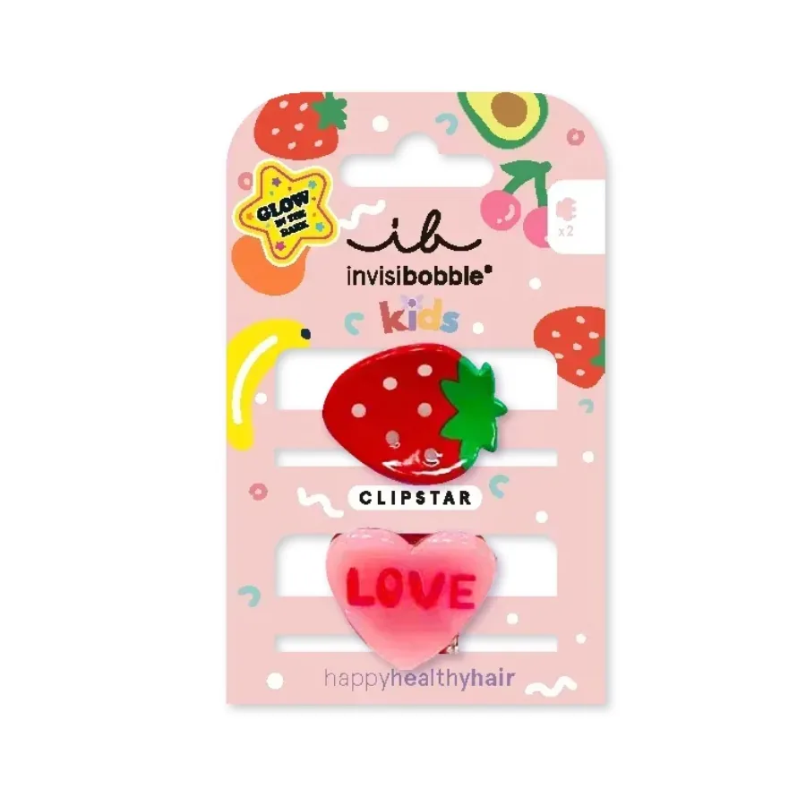 Invisibobble / Заколка для волосся / CLIPSTAR GLOW KIDS Frutti Strawberry