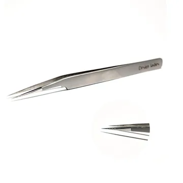 Design Lashes / Пінцет Дельфін з насічками / матовий сатин /IS/02-S