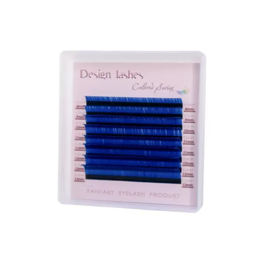 Вії кольорові Design Lashes / Сині / Мікс / mini / 10 ліній