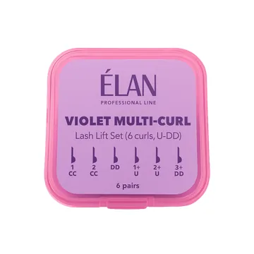 Elan / Комплект силіконових валиків для ламінування / VIOLET MULTI-CURL / з вигинами U-DD