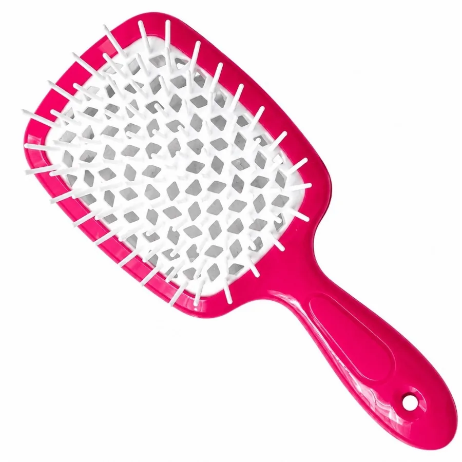 Hollow Comb / Гребінець для волосся Superbrush Plus / Малиновий з білим
