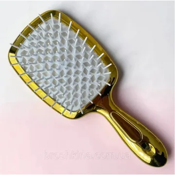 Hollow Comb / Гребінець для волосся Superbrush Plus / Золото з білим Chrome