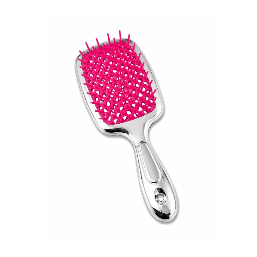 Hollow Comb / Гребінець для волосся Superbrush Plus / Срібна з малиновим Chrome