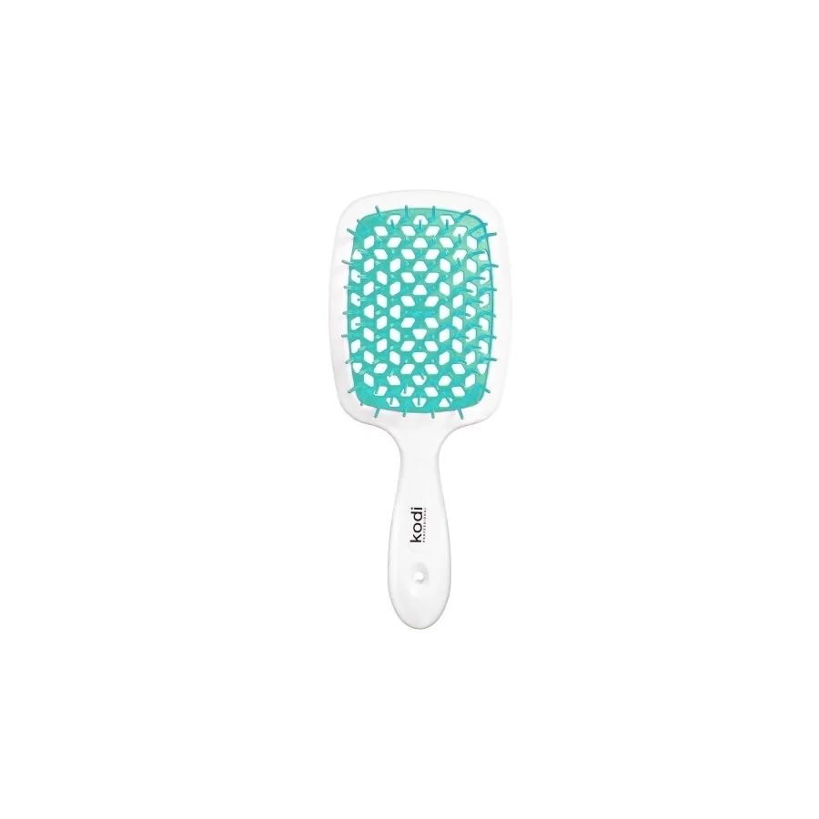 Kodi / Щітка для волосся / Soft Touch / біла з бірюзовими зубцями