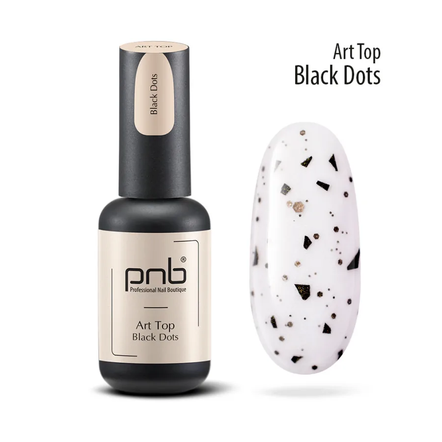 PNB / Art Top matte / Black Dots / матовий з чорною крихтою / 8 мл (Розпродаж. Термін 04.22)