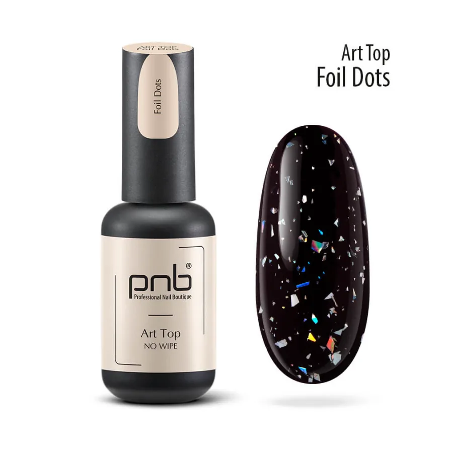 PNB / Art Top / Foil Dots / прозорий зі сріблястою фольгою /8 мл (Розпродаж. Термін 11.24)