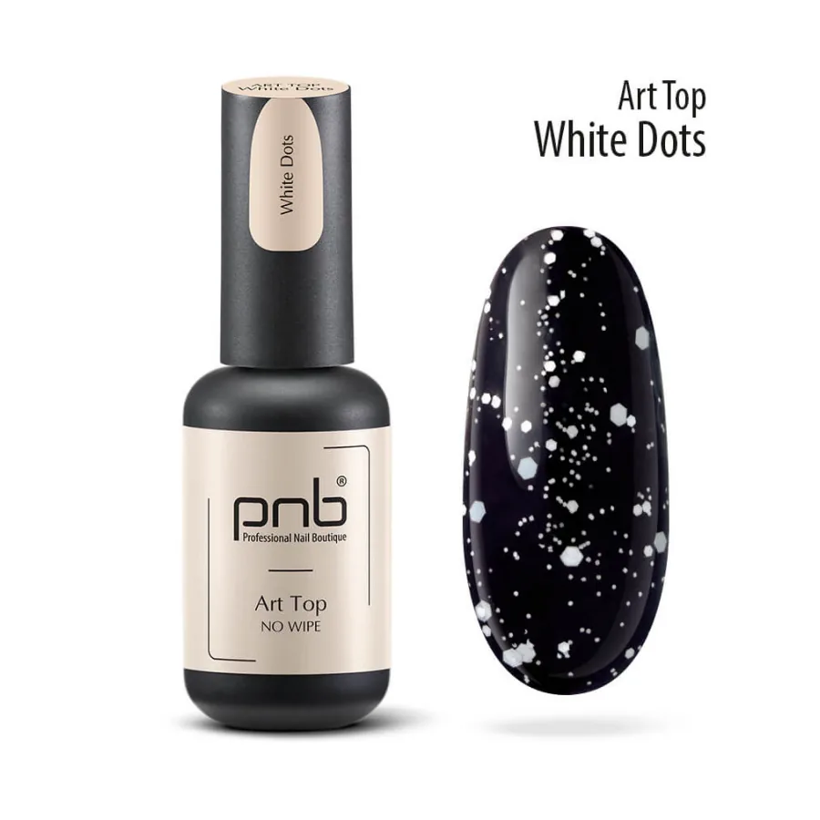 PNB / Art Top / White Dots / прозорий з білими фігурами / 8 мл (Розпродаж. Термін 11.24)