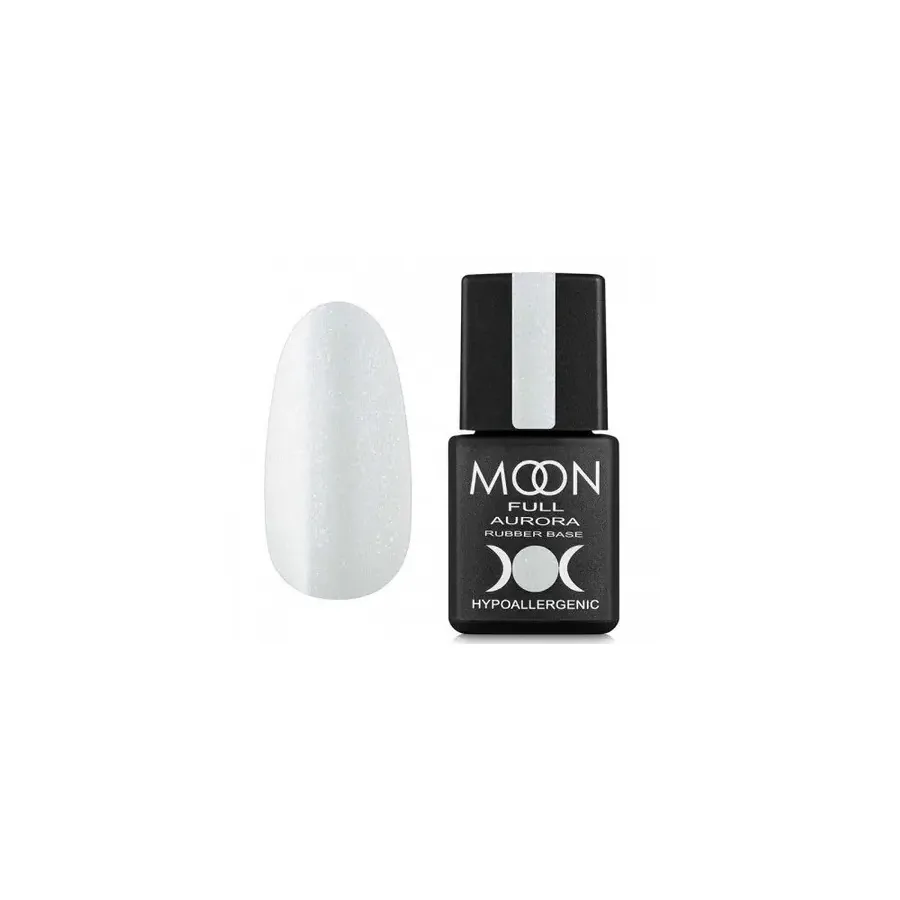 MOON FULL / Aurora Shimmer Rubber Base №2001 / білий з дрібним шимером