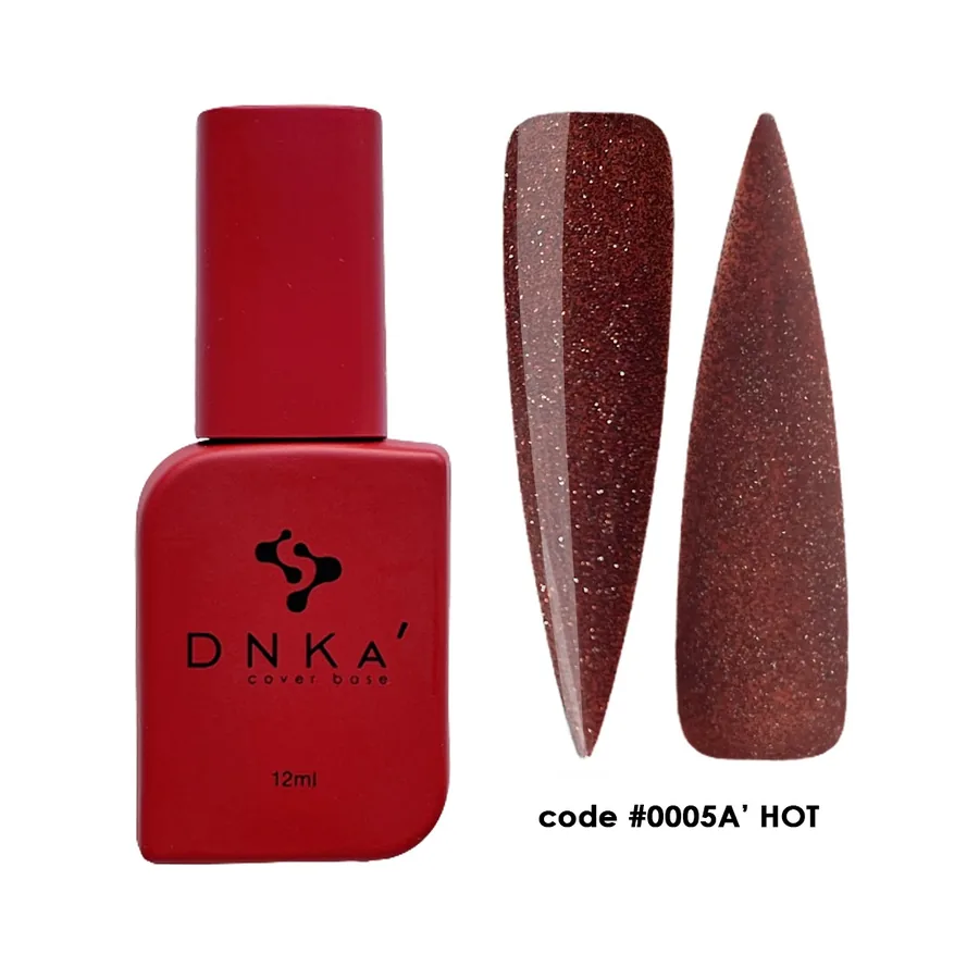 DNK'a / Cover Base #0005А / Hot / насичений червоний світловідбиваючий / 12 мл