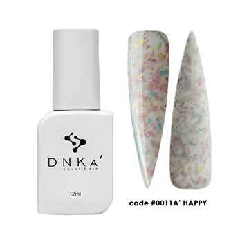 DNK'a / Cover Base #0011A / Hapy / молочний з різнокольоровою поталлю / 12 мл