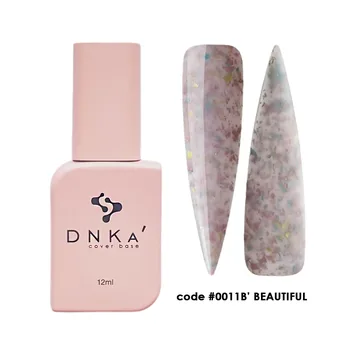 DNK'a / Cover Base #0011B / Beautiful / рожевий з різнокольоровою поталлю / 12 мл