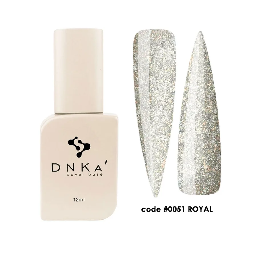 DNK'a / Cover Base #0051 / Royal / прозорий із золотою поталлю, світловідбиваючий / 12 мл