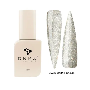 DNK'a / Cover Base #0051 / Royal / прозорий із золотою поталлю, світловідбиваючий / 12 мл