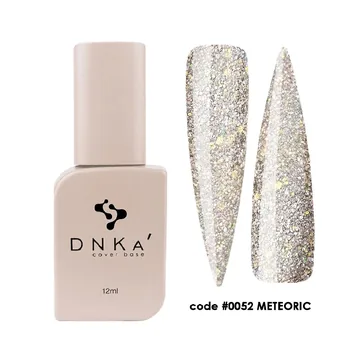 DNK'a / Cover Base #0052 / Meteoric / прозорий із рожево-золотою поталлю, світловідбиваючий / 12 мл