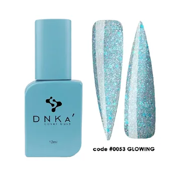 DNK'a / Cover Base #0053 / Glowing / прозорий з блакитною поталлю, світловідбиваючий / 12 мл