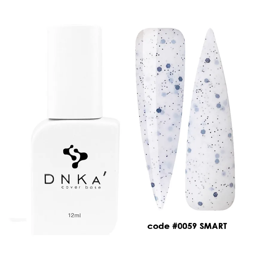 DNK'a / Cover Base #0059 / Smart / білий з синьою крихтою / 12 мл