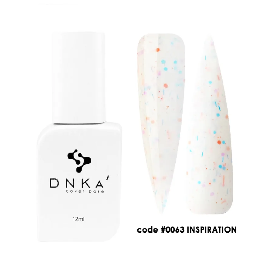DNK'a / Cover Base #0063 / Inspiration / білий з різнокольоровою крихтою / 12 мл