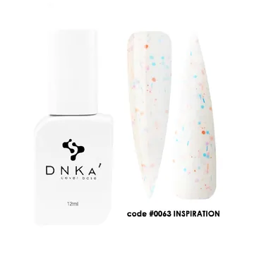 DNK'a / Cover Base #0063 / Inspiration / білий з різнокольоровою крихтою / 12 мл