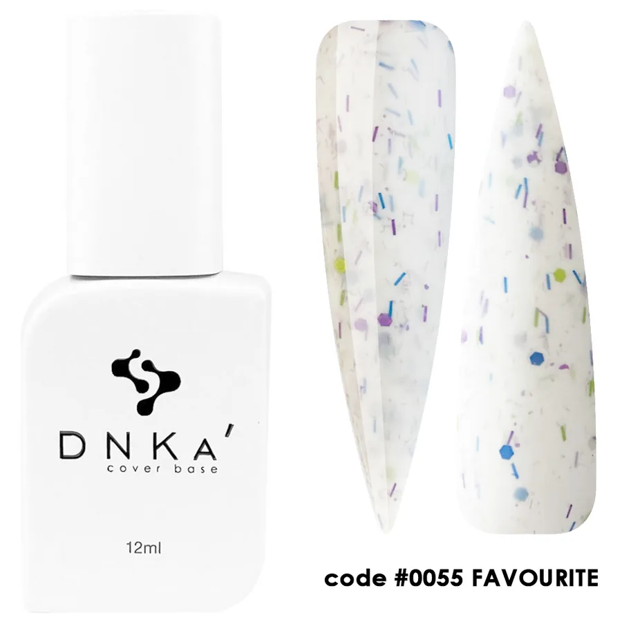 DNK'a / Cover Base #0055 / Favourite / білий з кольоровою крихтою / 12мл
