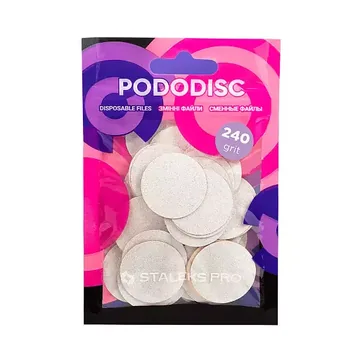 Staleks / Змінні файли білі для педикюрного диска/ PODODISC / L 240 грит / 50 шт/уп