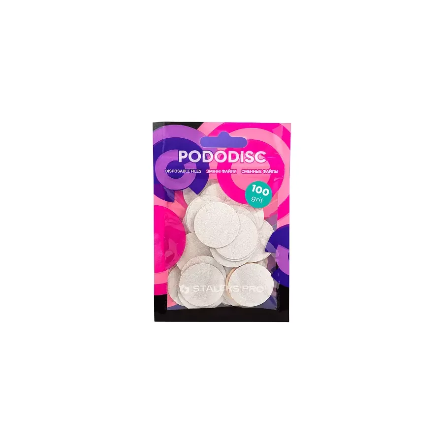 Staleks / Змінні файли білі для педикюрного диска / PODODISC / L 100 грит / 50 шт/уп