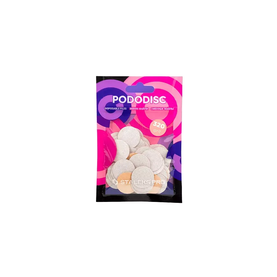 Staleks / Змінні файли білі для педикюрного диска / PODODISC / M 320 грит / 50 шт/уп